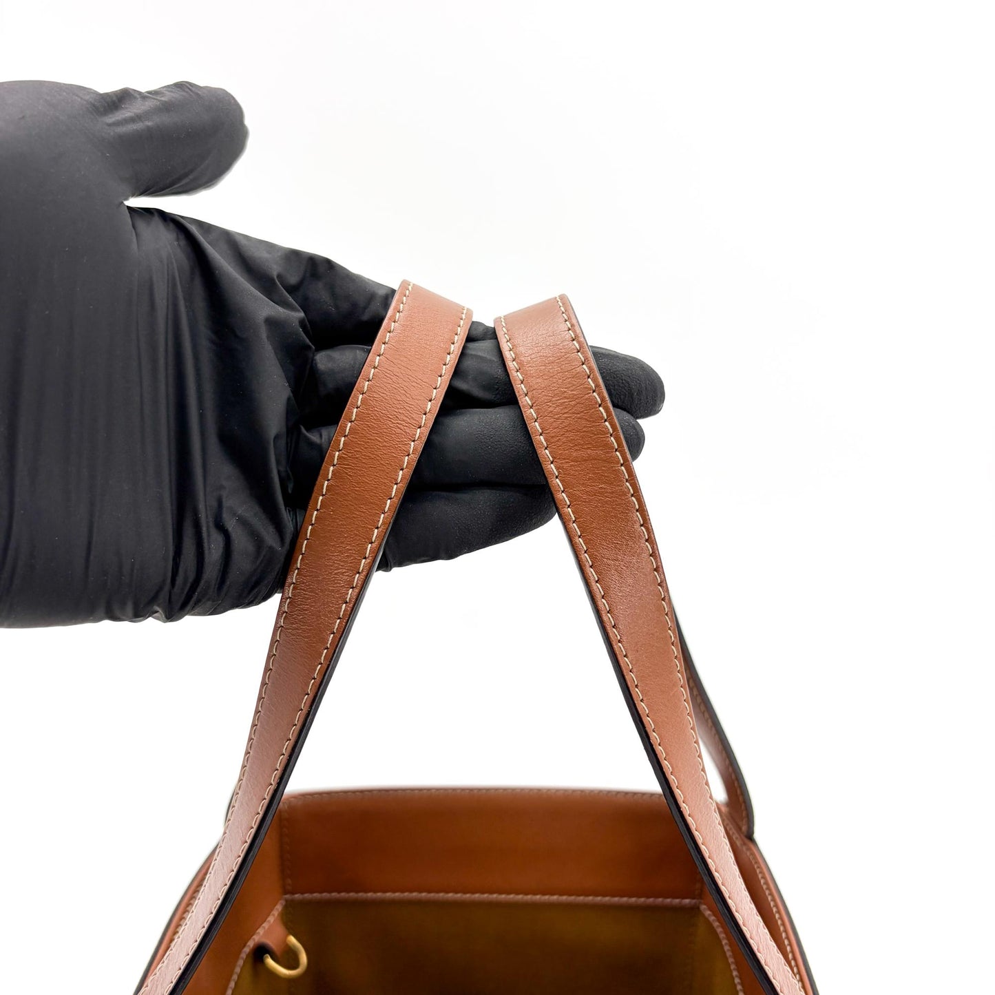 Celine Small Cabas Cuir Triomphe Triomphe Canvas and Calfskin Tan
