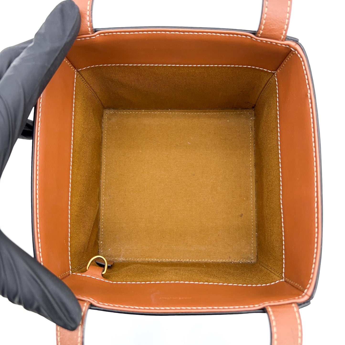 Celine Small Cabas Cuir Triomphe Triomphe Canvas and Calfskin Tan