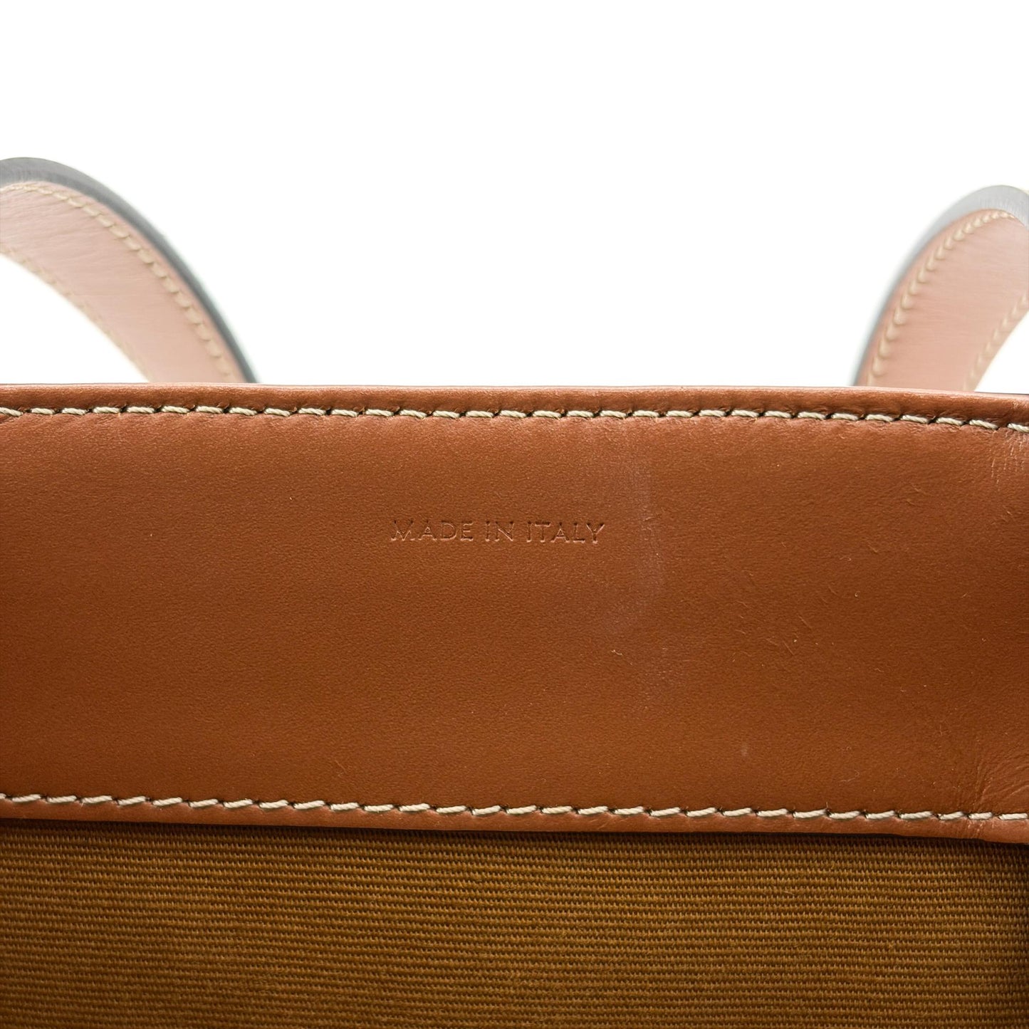 Celine Small Cabas Cuir Triomphe Triomphe Canvas and Calfskin Tan
