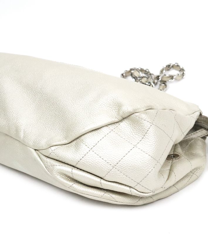 Chanel White Caviar Big CC Chain Shoulder Bag