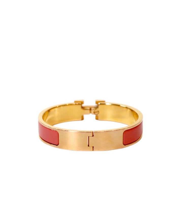 Hermès Pink Click-Ash Gold Bracelet