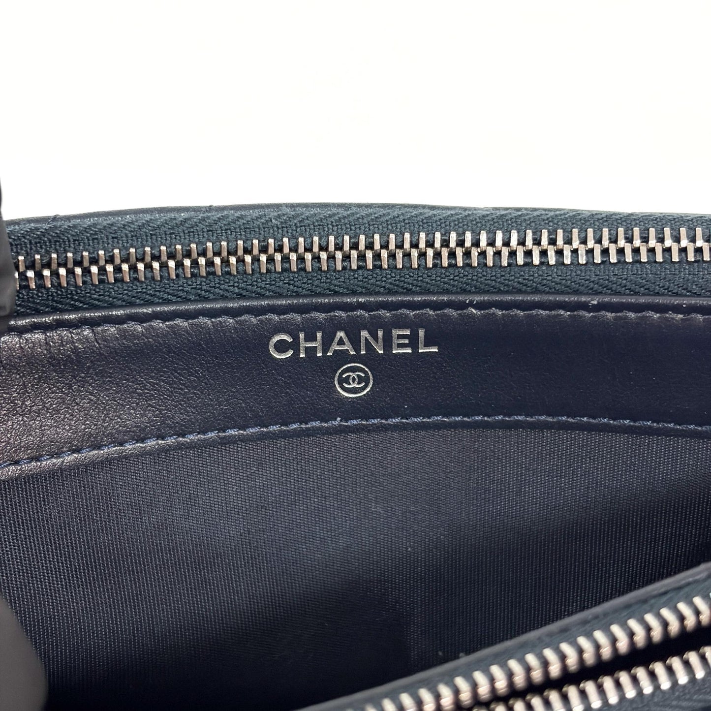 Chanel Chevron Tassel Camera Bag Mini Silver Hardware Navy