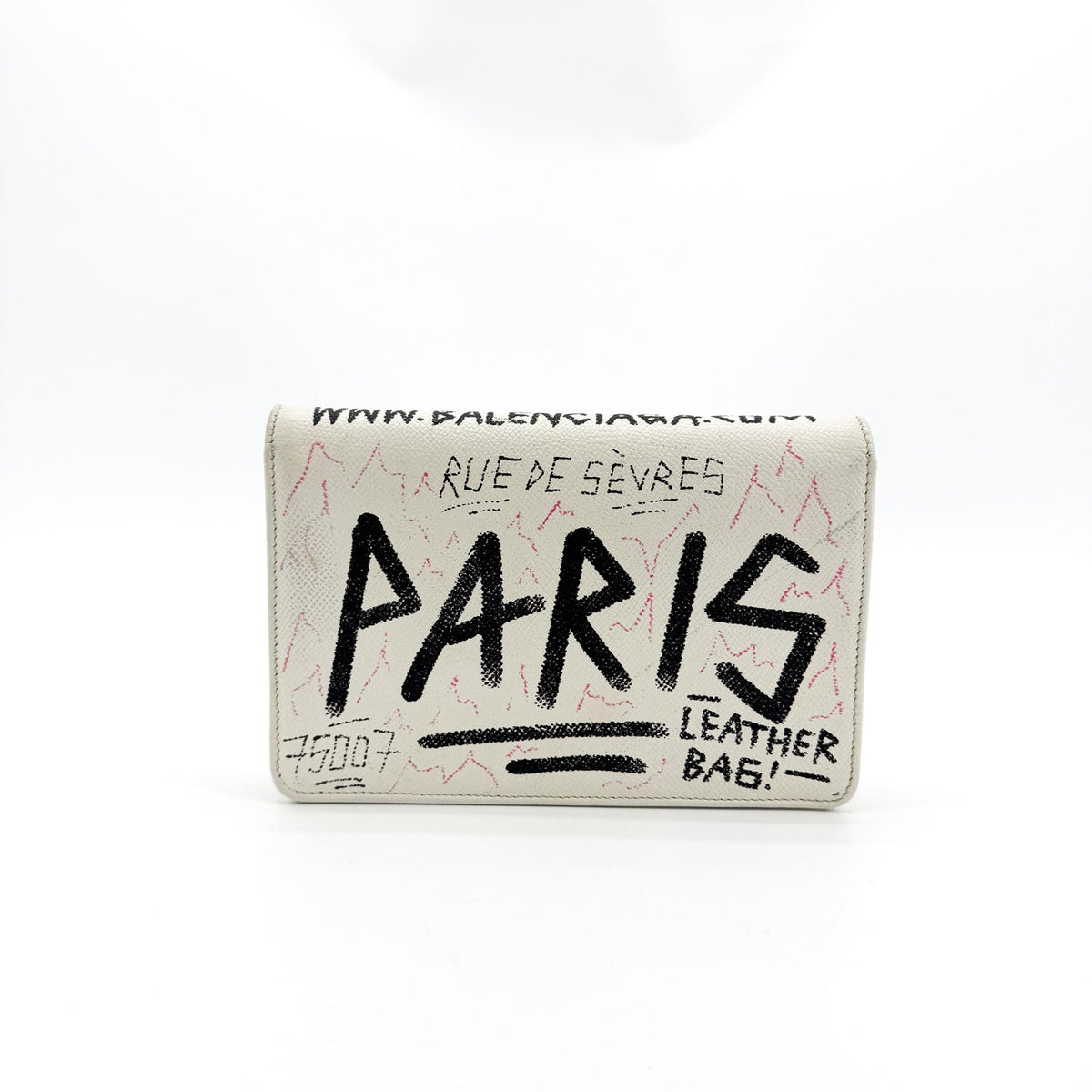 Balenciaga BB Graffiti Flap Chain Crossbody Bag White