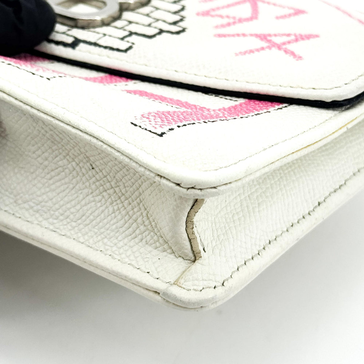 Balenciaga BB Graffiti Flap Chain Crossbody Bag White