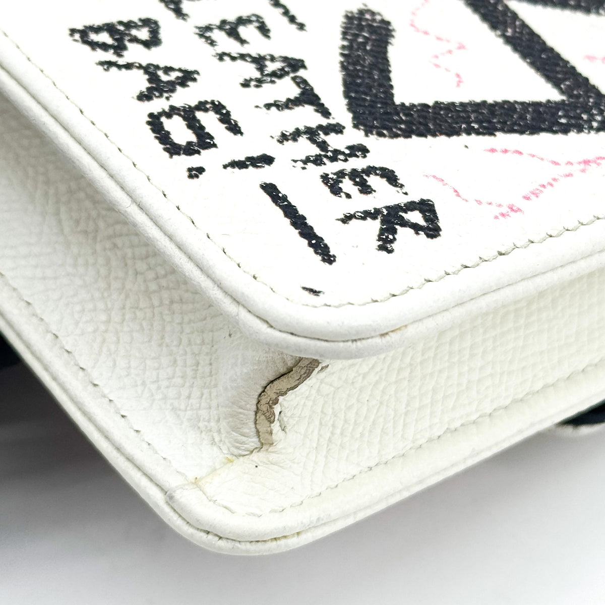 Balenciaga BB Graffiti Flap Chain Crossbody Bag White