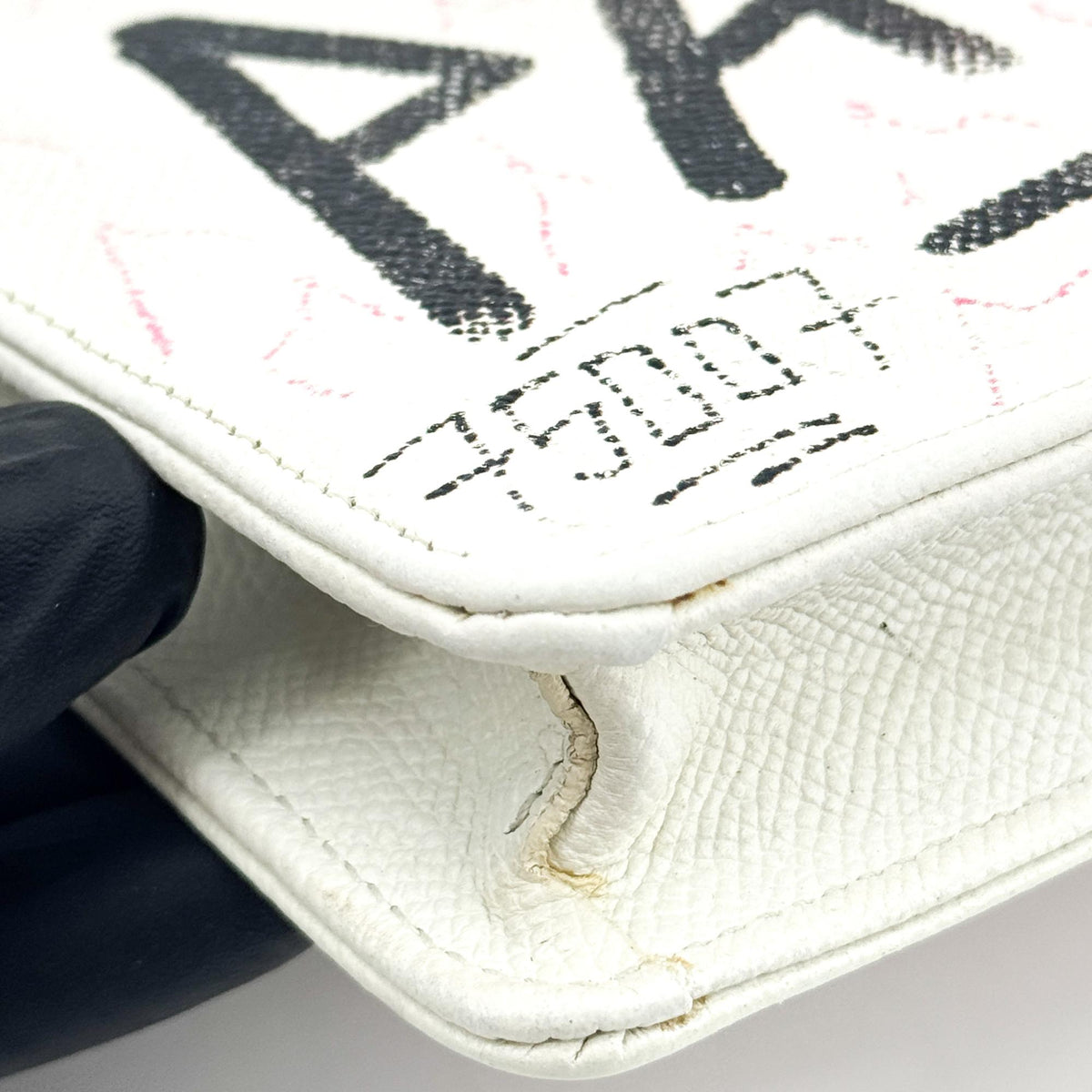 Balenciaga BB Graffiti Flap Chain Crossbody Bag White