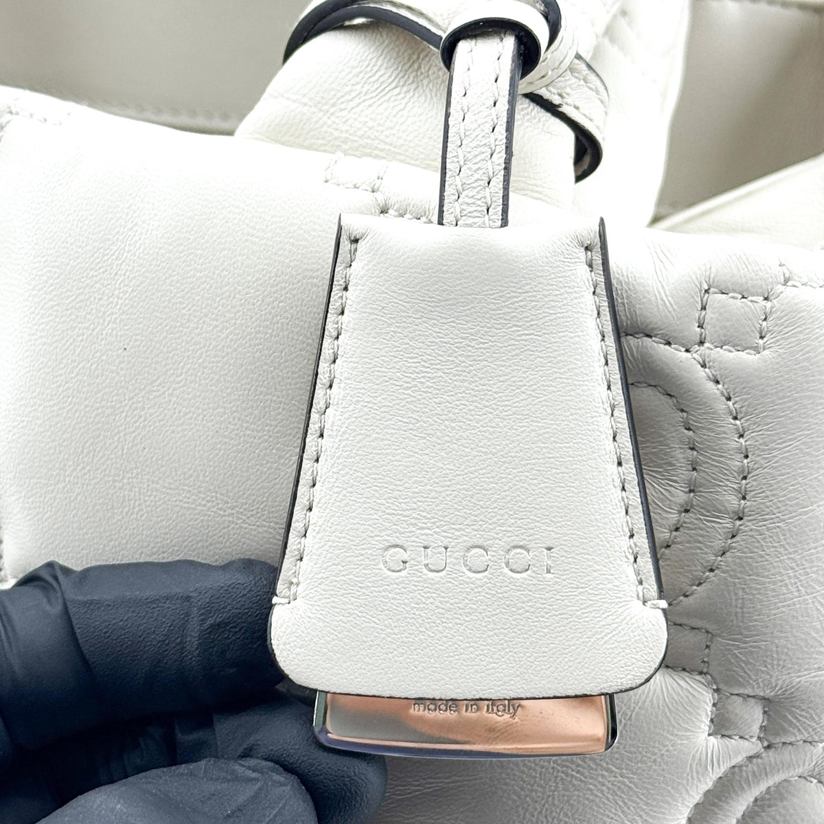 Gucci GG Matelassé Large Tote Bag White Leather
