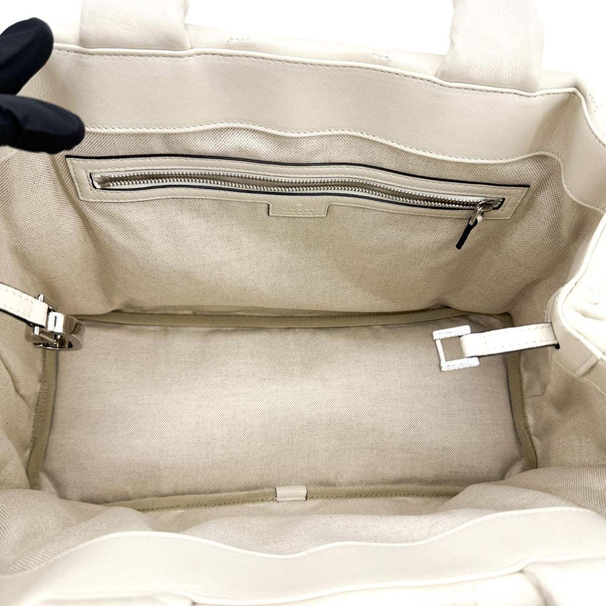 Gucci GG Matelassé Large Tote Bag White Leather