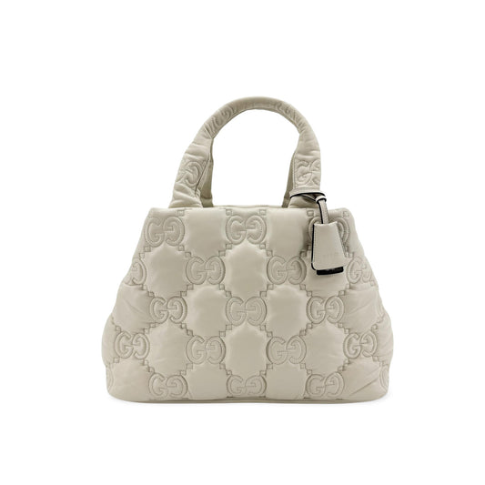 Gucci GG Matelassé Large Tote Bag White Leather