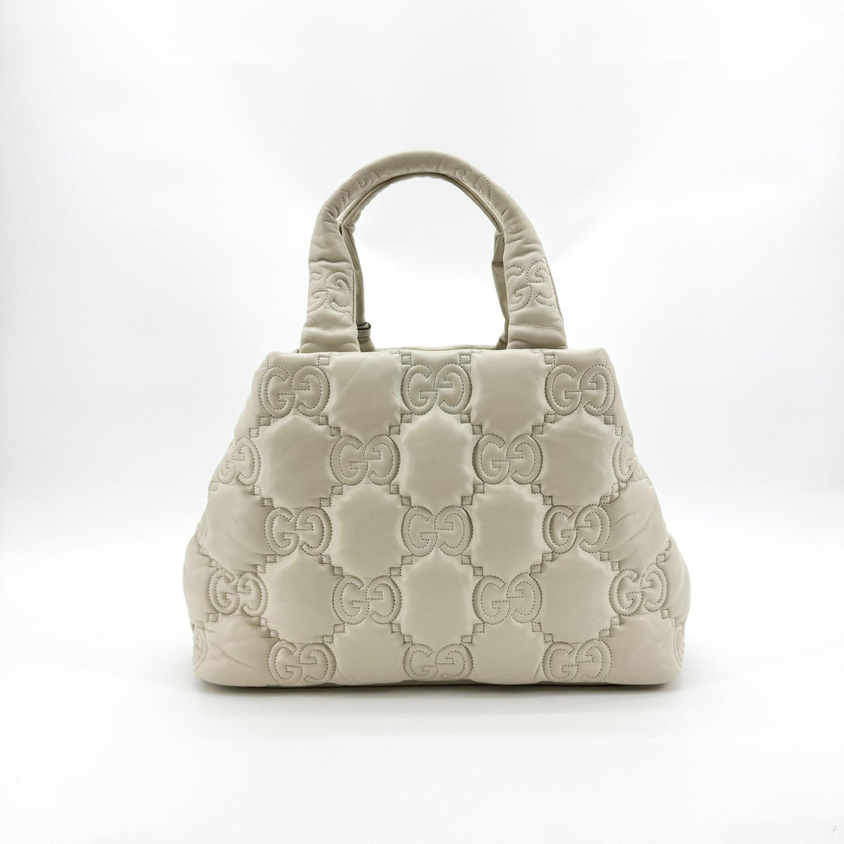 Gucci GG Matelassé Large Tote Bag White Leather