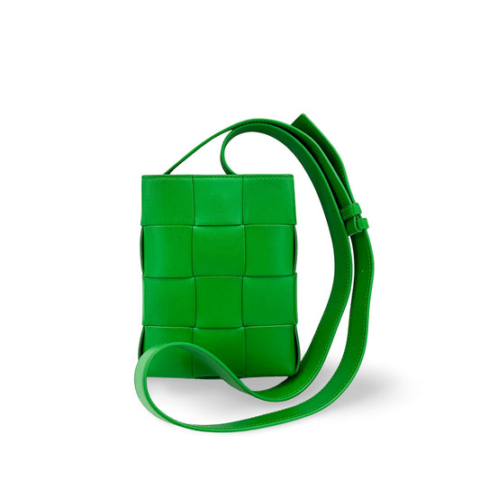 Bottega Veneta Mini Cassette Vertical Crossbody Bag Parquet