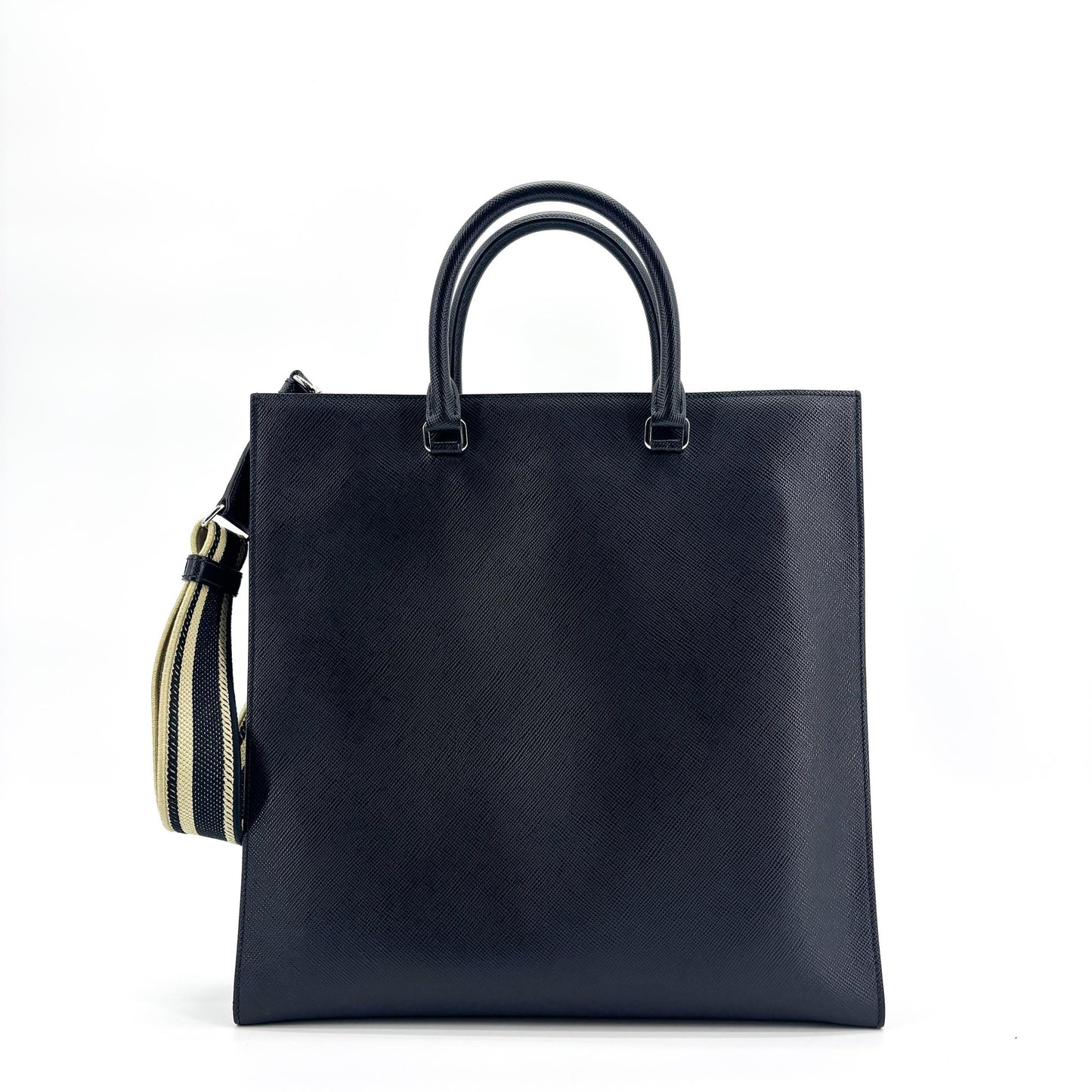 Prada Saffiano Leather Tote Bag Baltico Navy