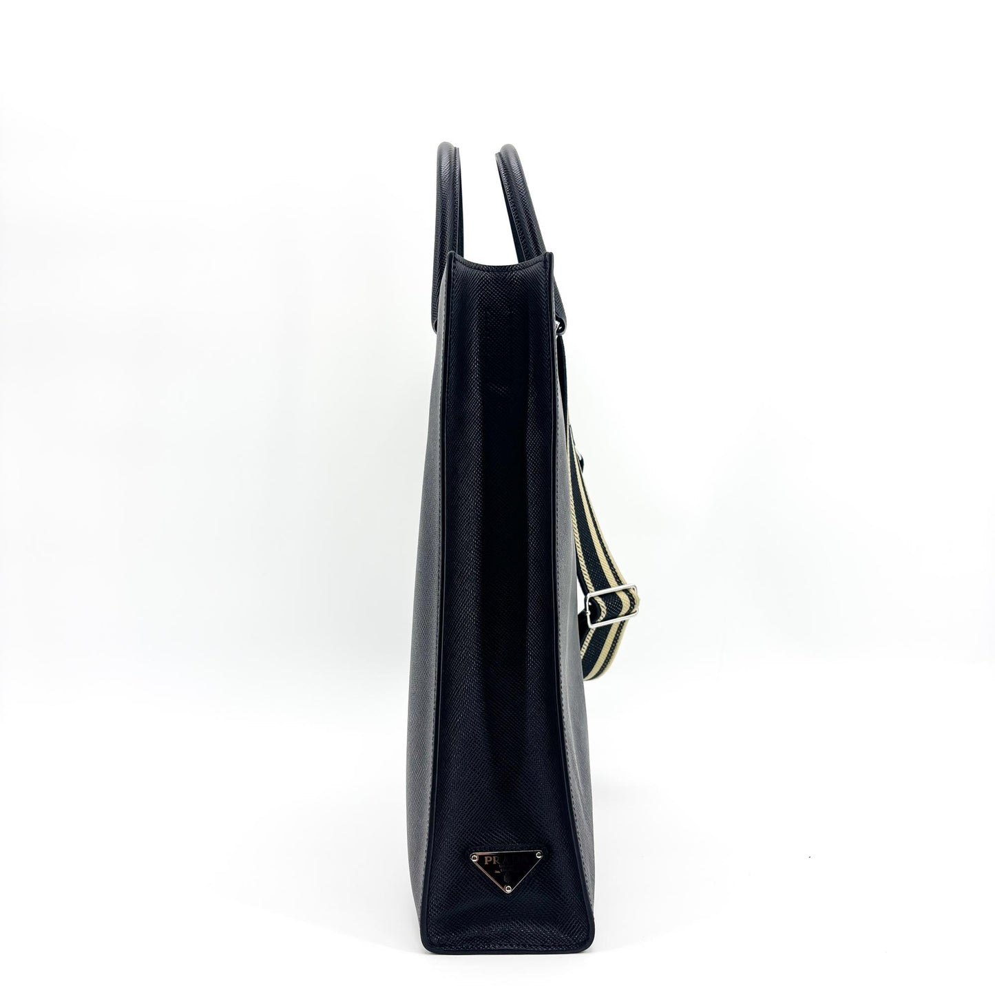 Prada Saffiano Leather Tote Bag Baltico Navy