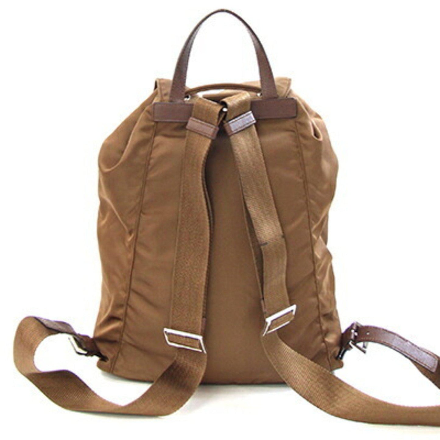 Prada brown nylon leather triangular backpack