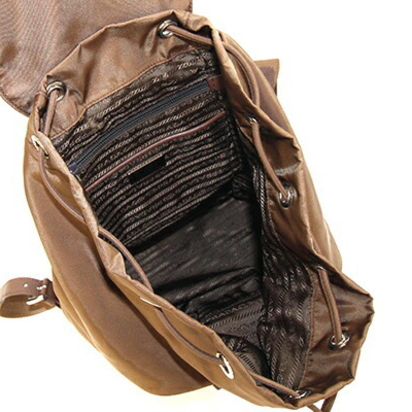 Prada brown nylon leather triangular backpack