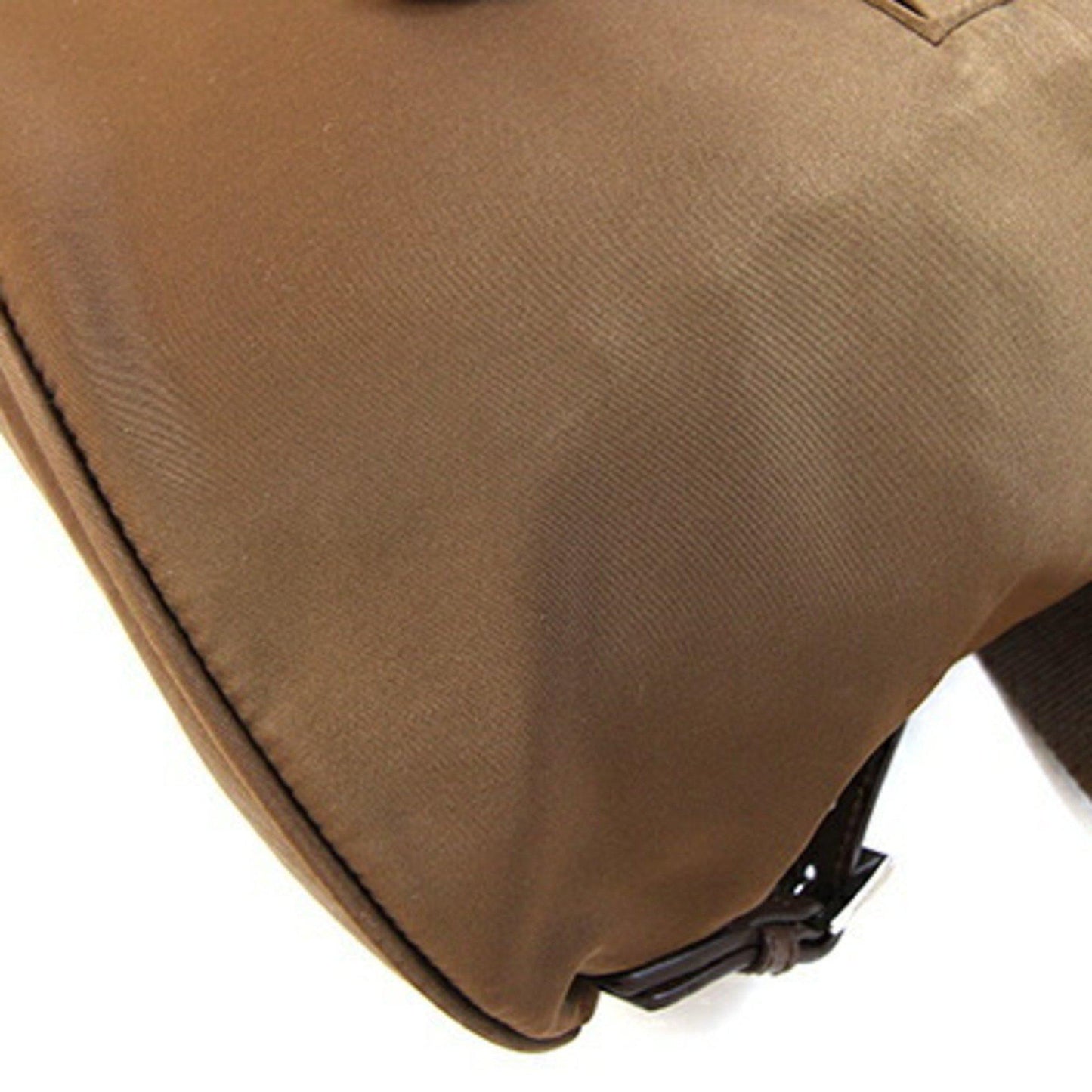 Prada brown nylon leather triangular backpack