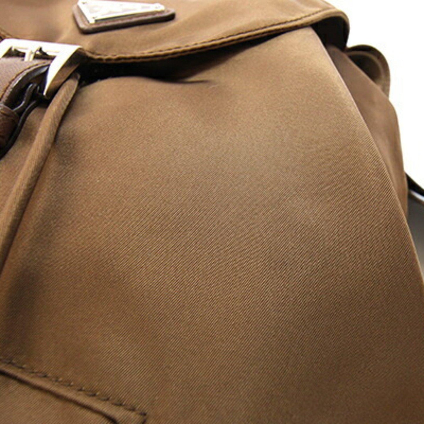 Prada brown nylon leather triangular backpack