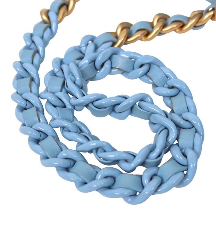 Chanel Sky Blue Lambskin Quilted Chain Shoulder Bag