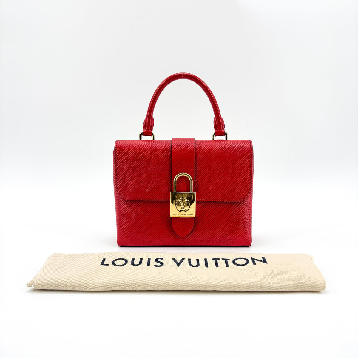Louis Vuitton Effie Lock-It Top Handle Flap Bag Red Gold Hardware
