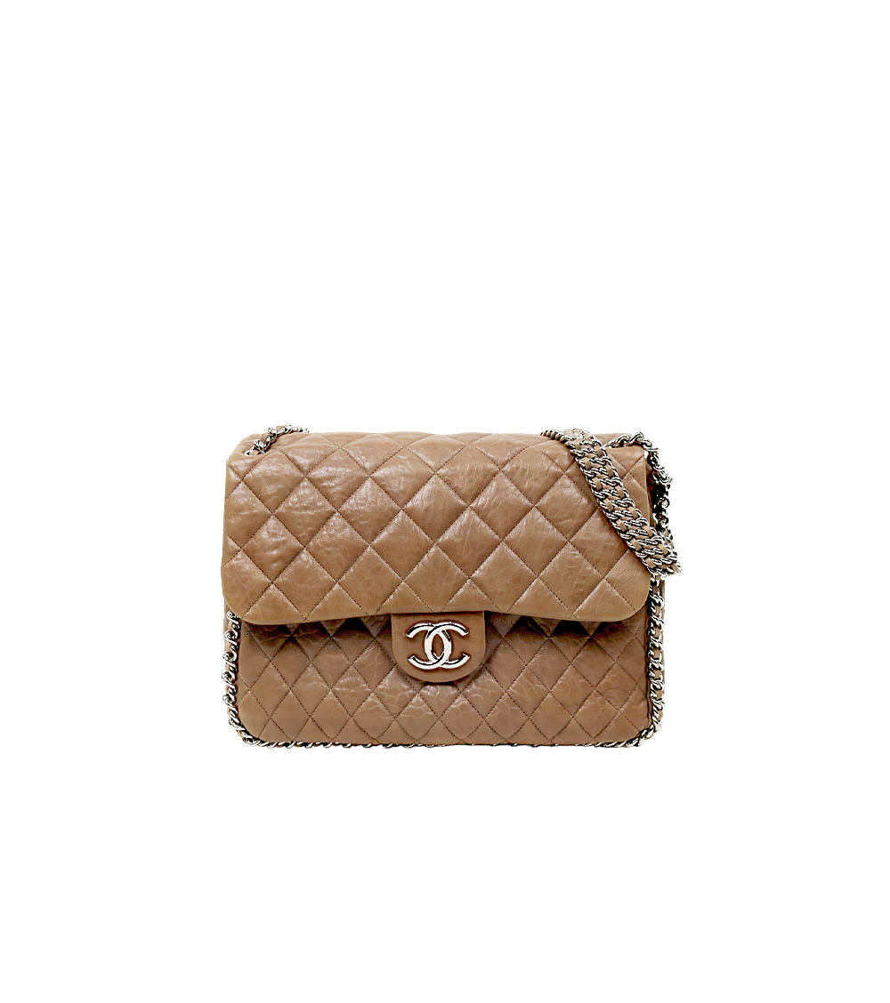 Chanel Brown Quilted CC Around Chain Shoulder Bag