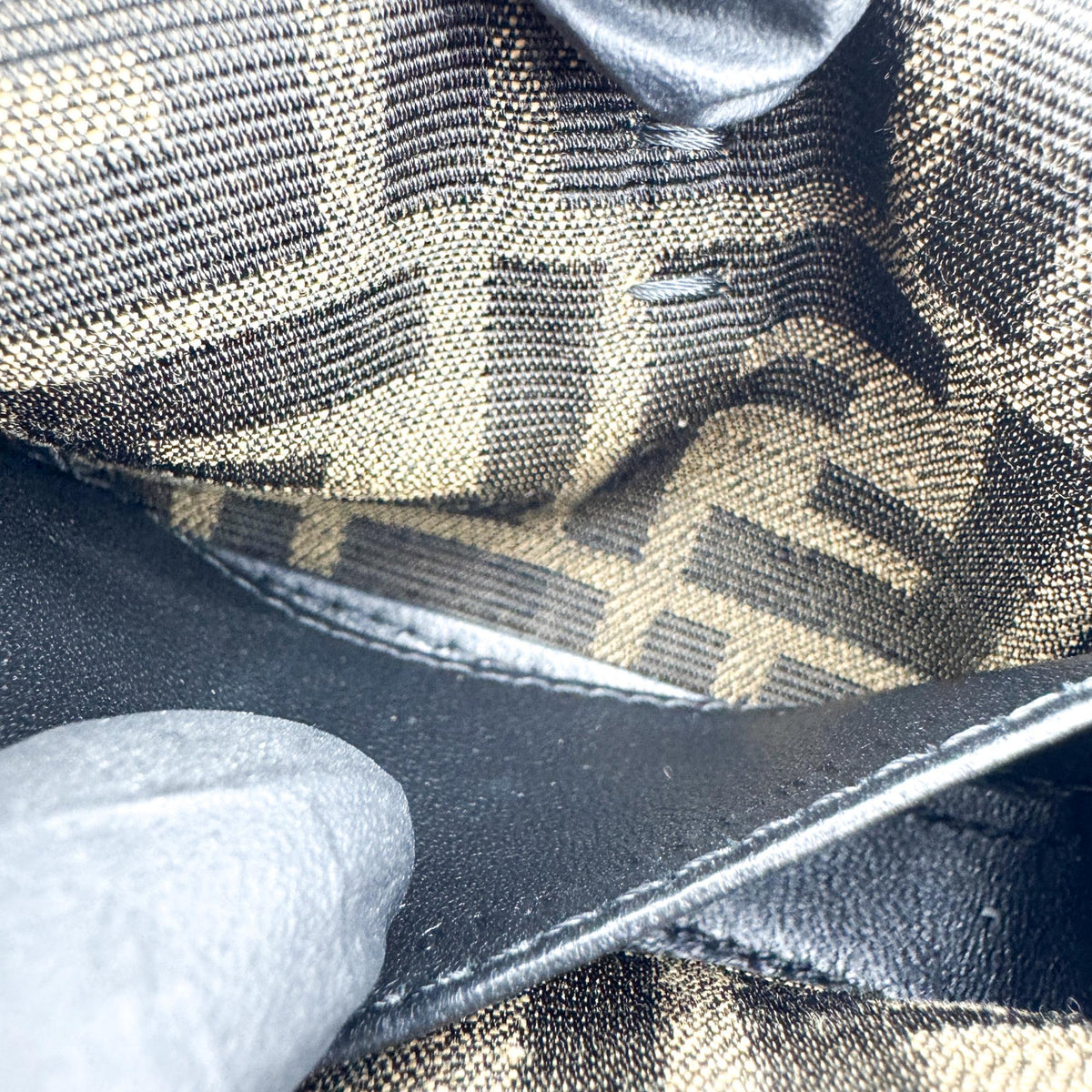 Fendi Nano Baguette Chain FF Jacquard Bag Black Gold