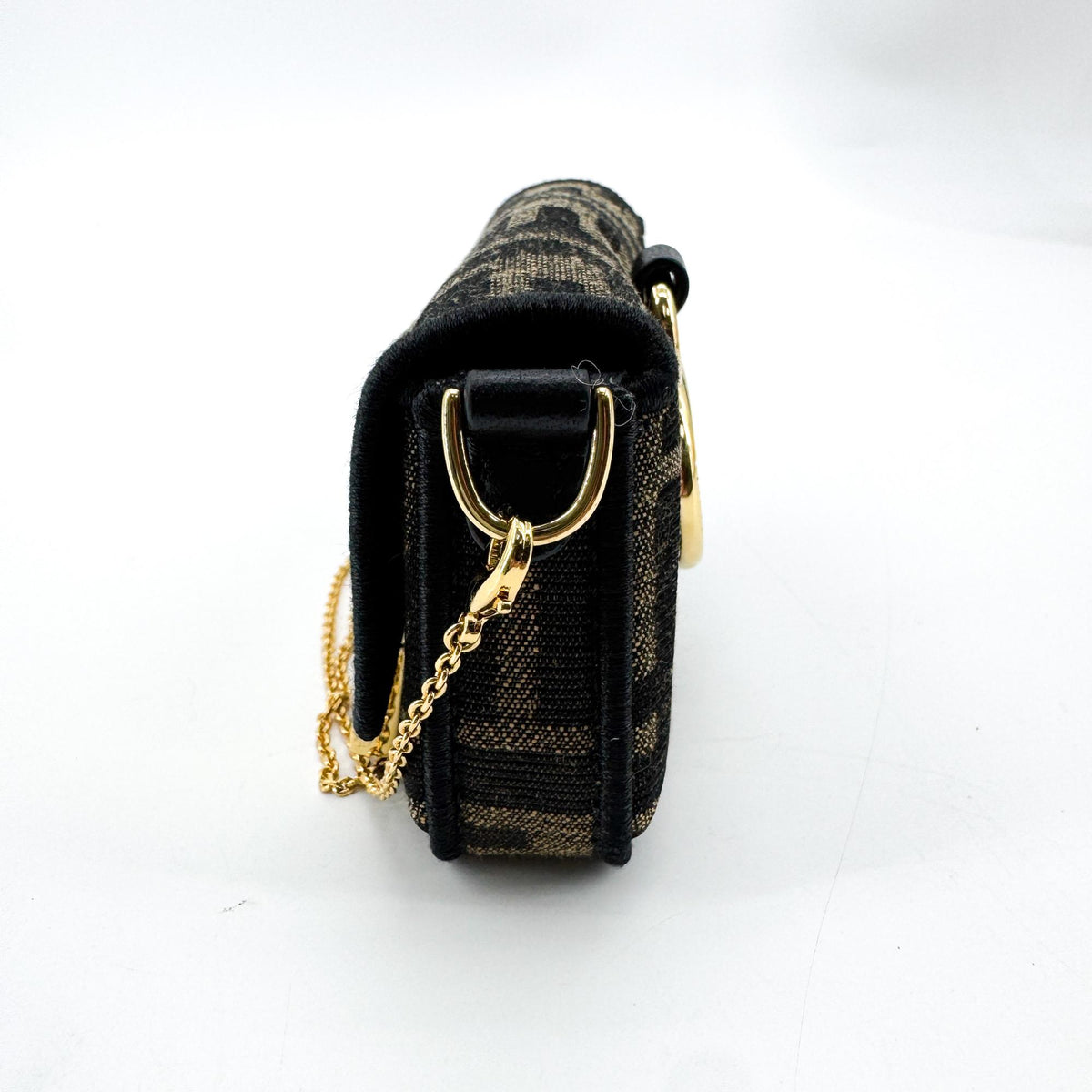 Fendi Nano Baguette Chain FF Jacquard Bag Black Gold