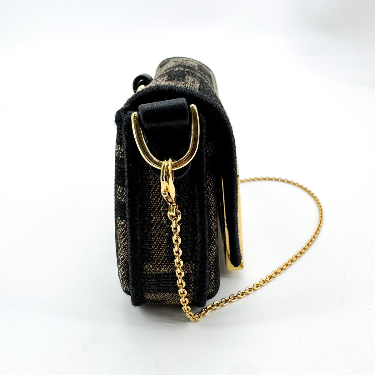 Fendi Nano Baguette Chain FF Jacquard Bag Black Gold