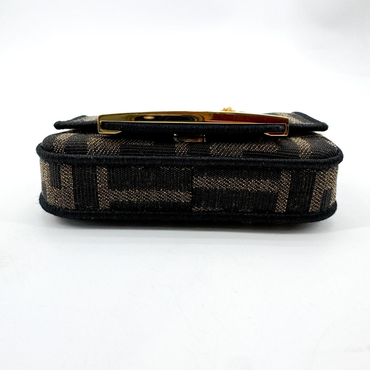 Fendi Nano Baguette Chain FF Jacquard Bag Black Gold