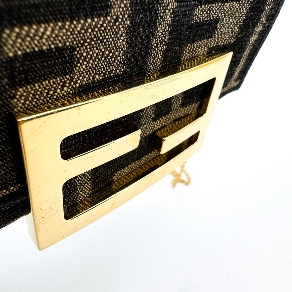 Fendi Nano Baguette Chain FF Jacquard Bag Black Gold