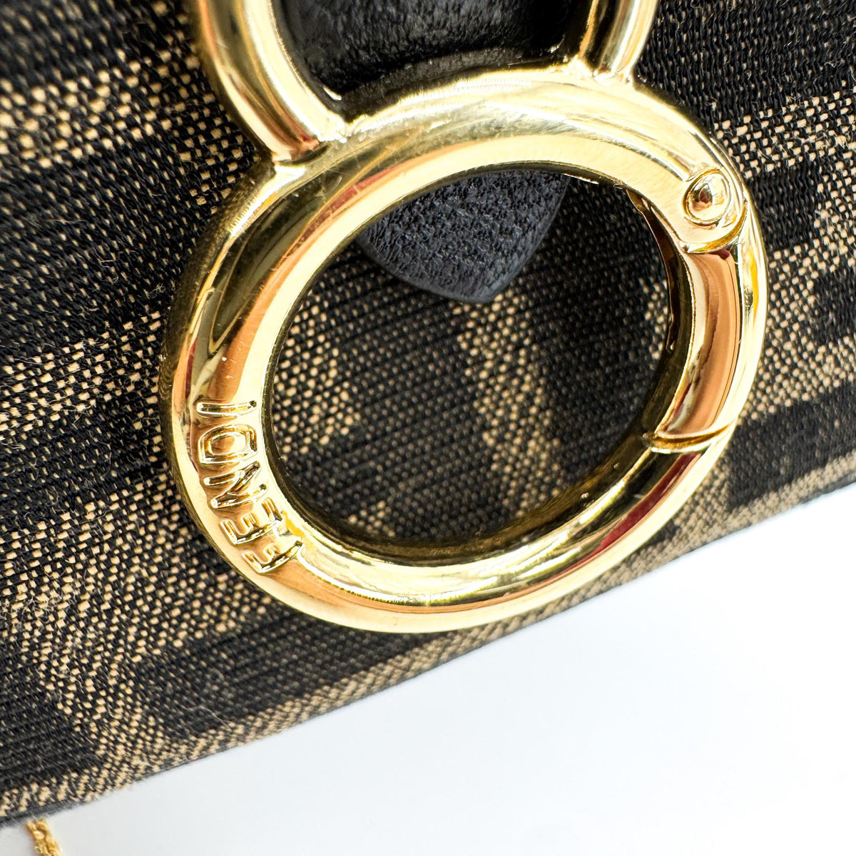 Fendi Nano Baguette Chain FF Jacquard Bag Black Gold