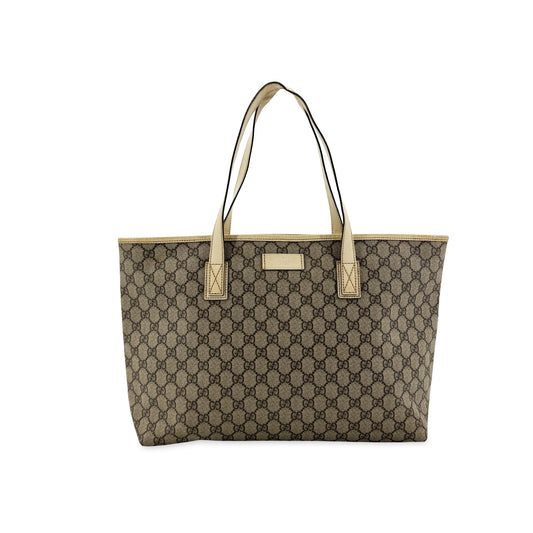 Gucci GG Supreme Canvas Tote Bag Ecru