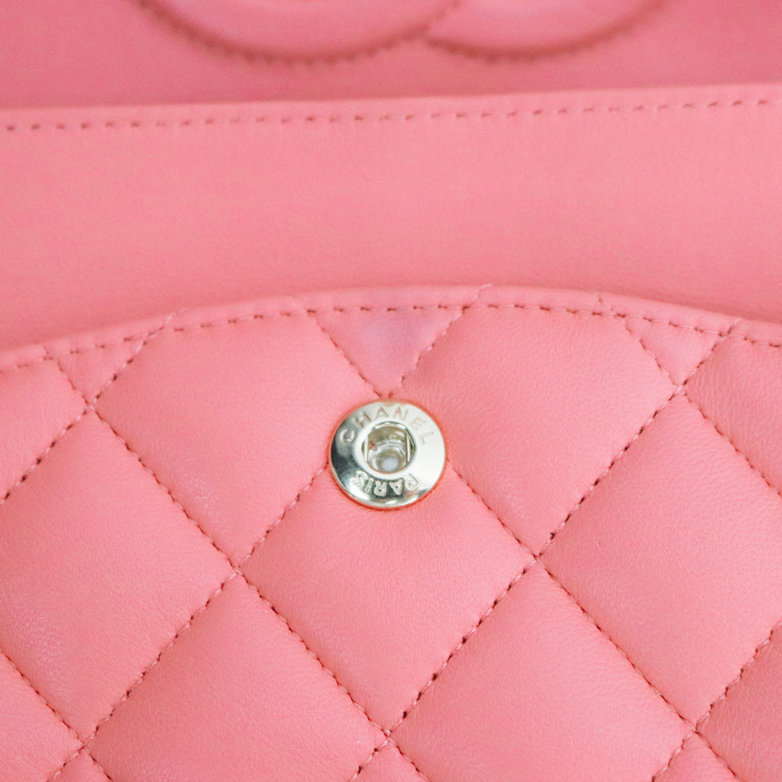 Chanel Pink Medium Lambskin Classic Bag with Double Flap and Built-in Chip