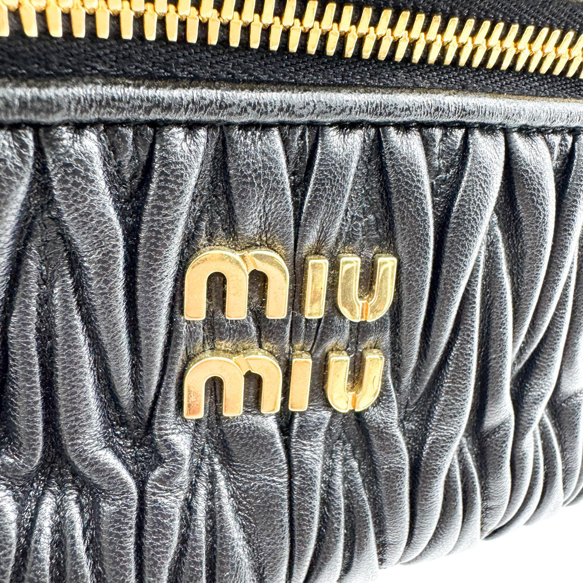 Miu Miu Matelassé Napa Leather Beauty Case Black