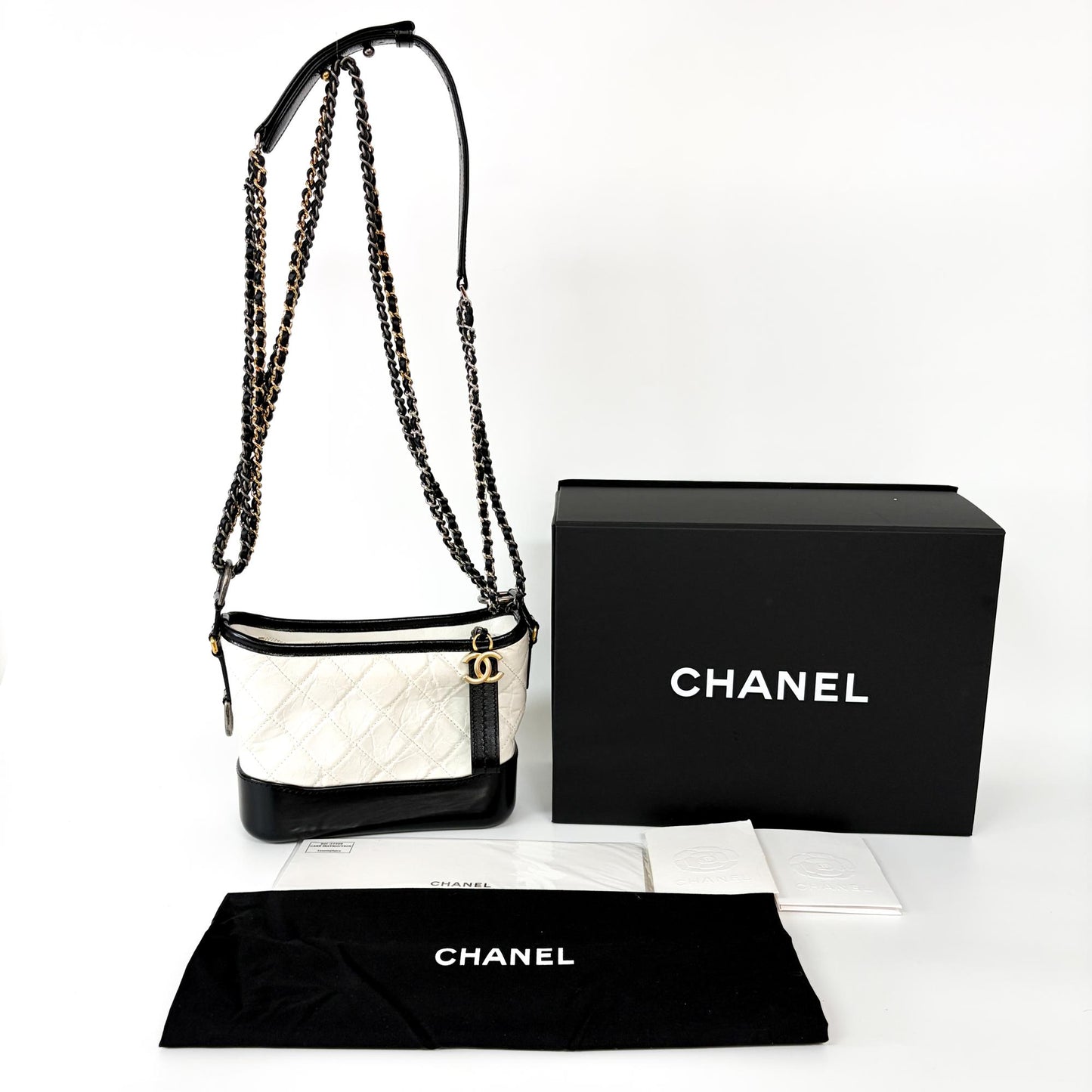 Chanel Gabrielle Small Hobo Bag White and Black 23 Series