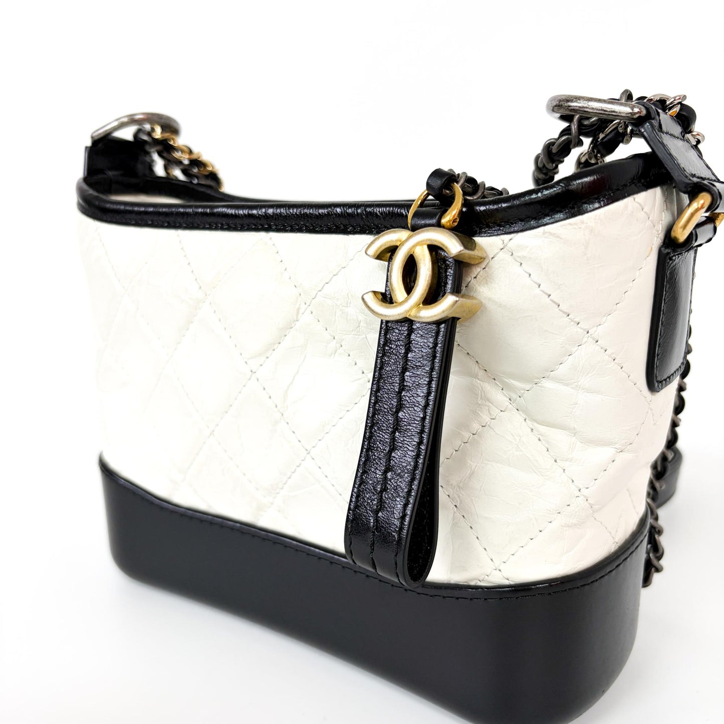 Chanel Gabrielle Small Hobo Bag White and Black 23 Series