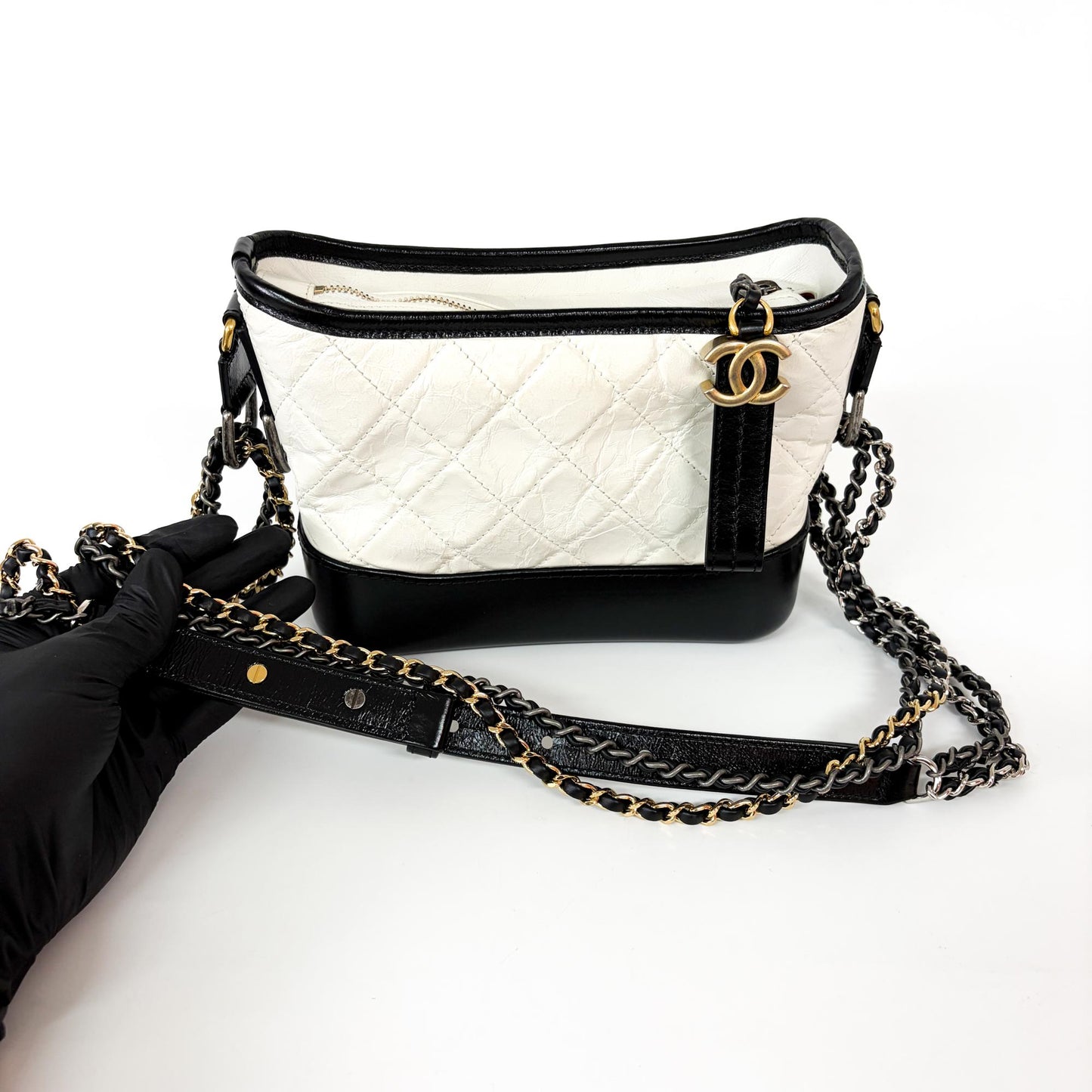Chanel Gabrielle Small Hobo Bag White and Black 23 Series