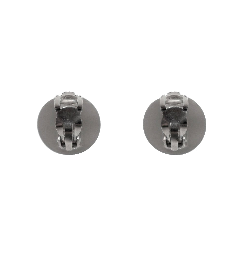Chanel Round Plate CC Silver Earrings