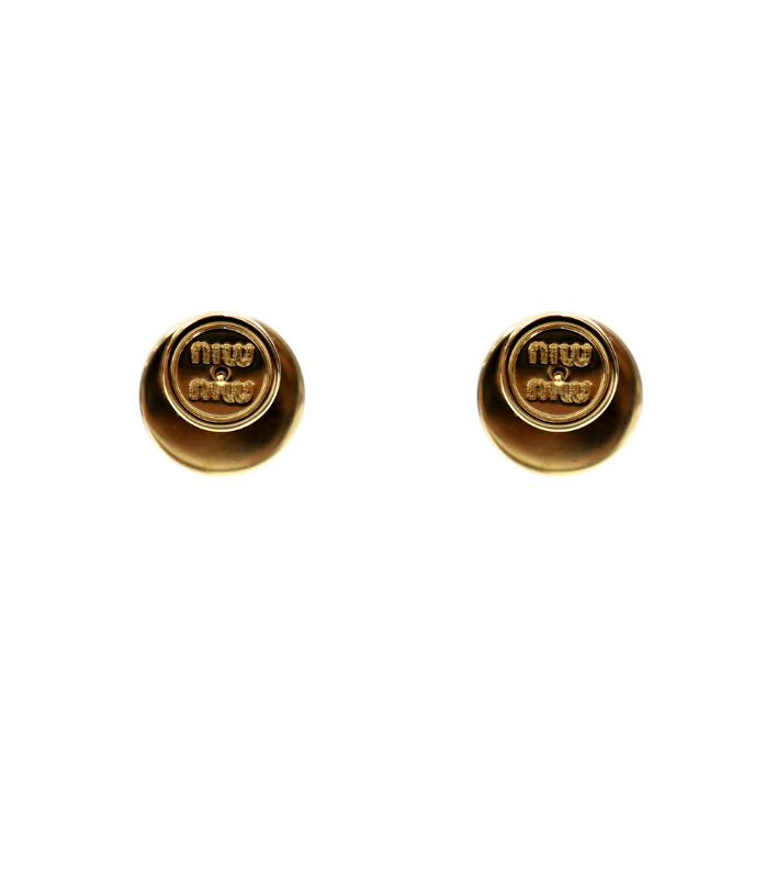 Miu Miu White Round Gold Earrings