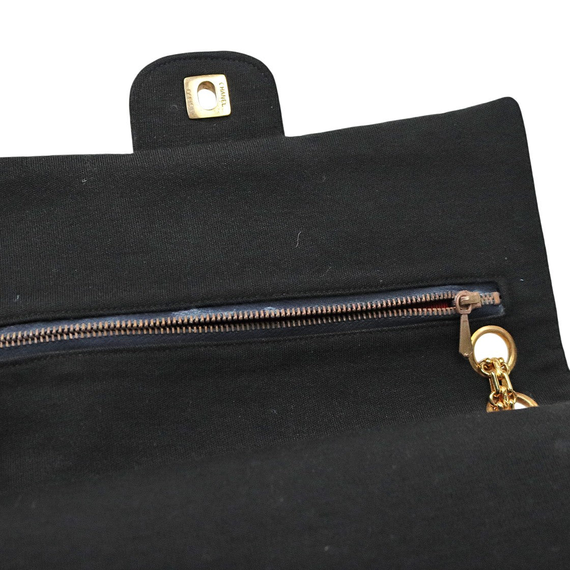 Chanel Black Quilted Fabric CC Flap Chain Shoulder Bag