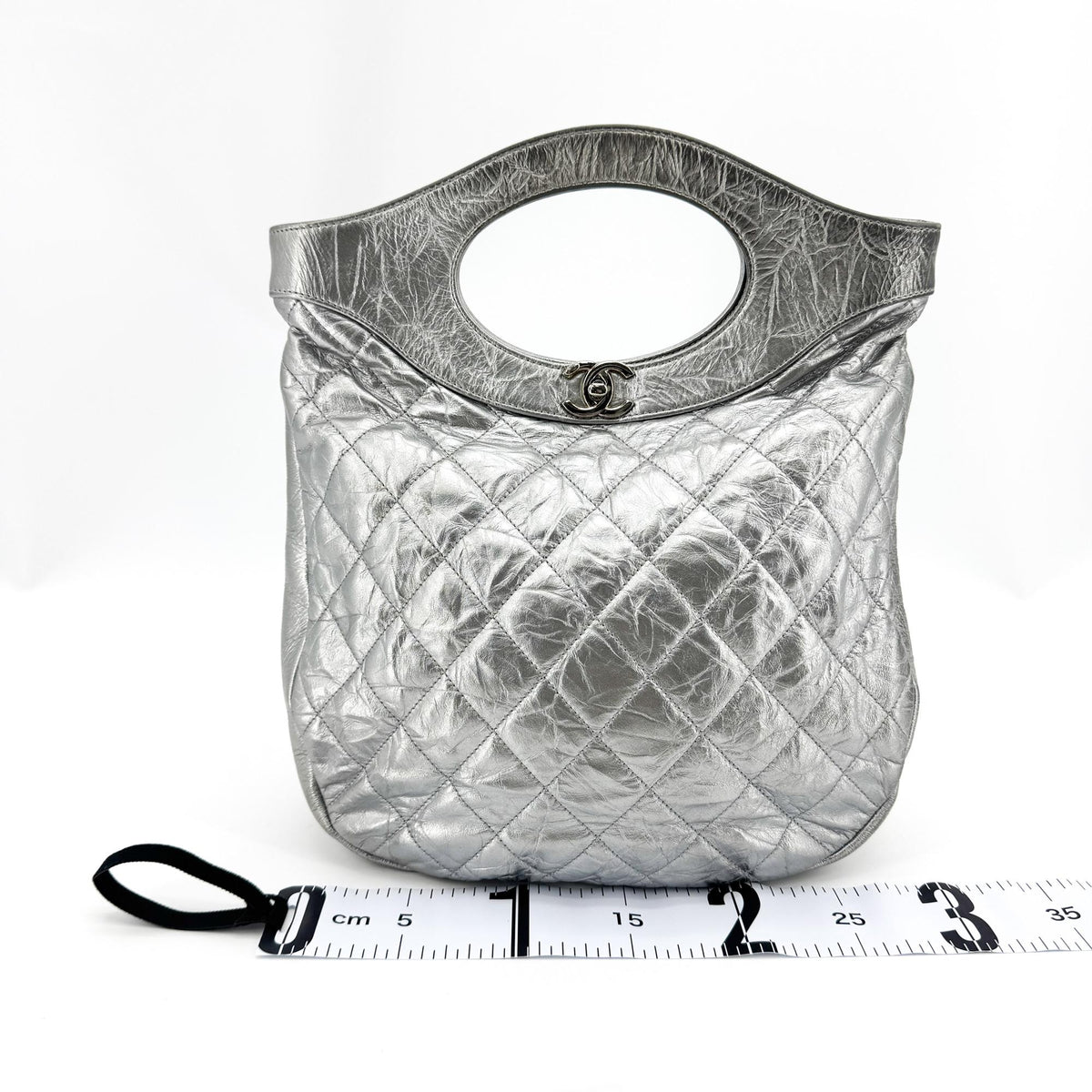 Chanel 31 Small Shopping Bag Silver Aged Calfskin Silver Hardware