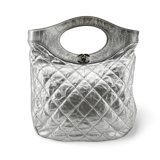 Chanel 31 Small Shopping Bag Silver Aged Calfskin Silver Hardware