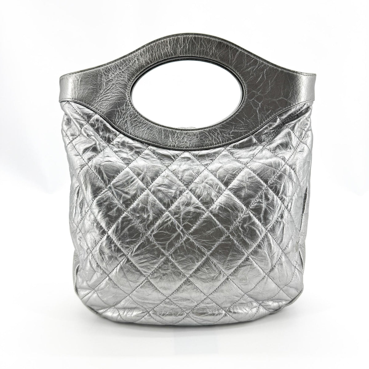 Chanel 31 Small Shopping Bag Silver Aged Calfskin Silver Hardware