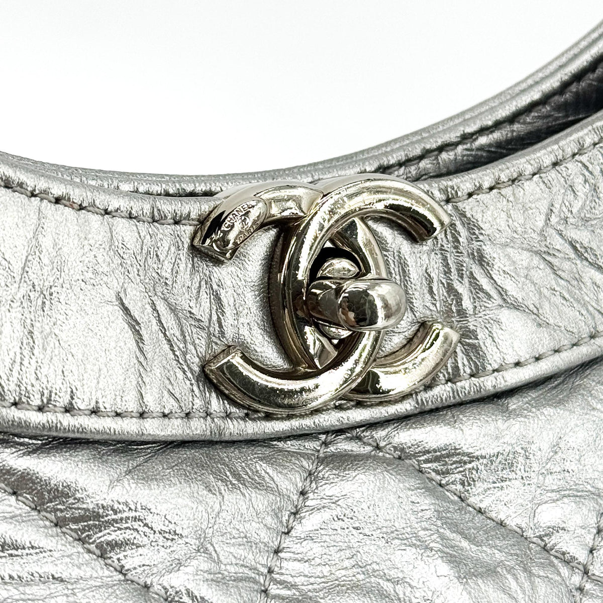 Chanel 31 Small Shopping Bag Silver Aged Calfskin Silver Hardware
