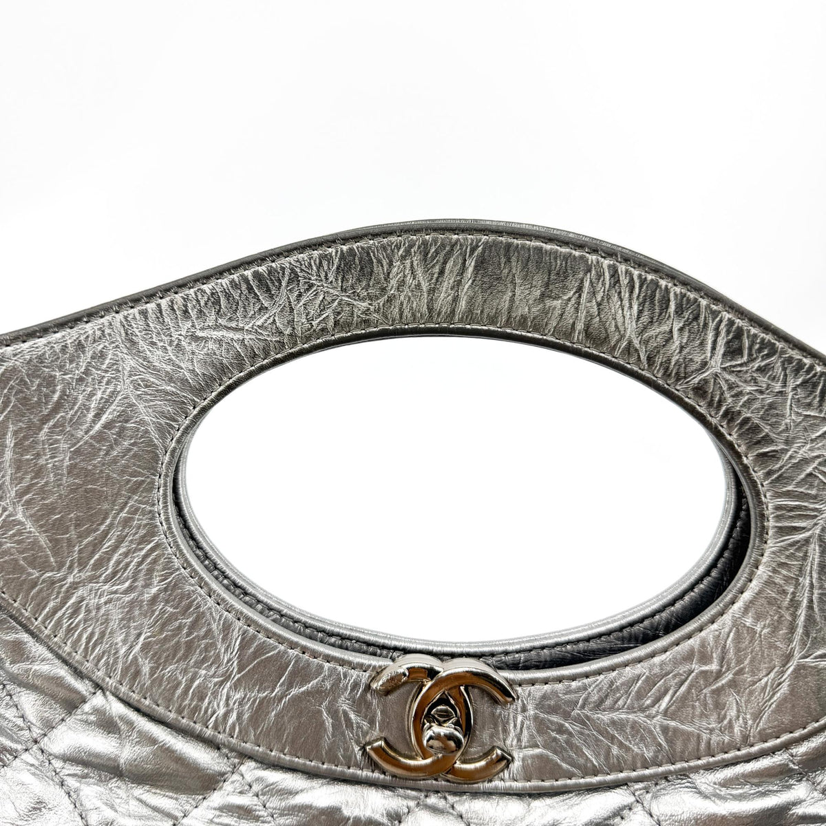 Chanel 31 Small Shopping Bag Silver Aged Calfskin Silver Hardware