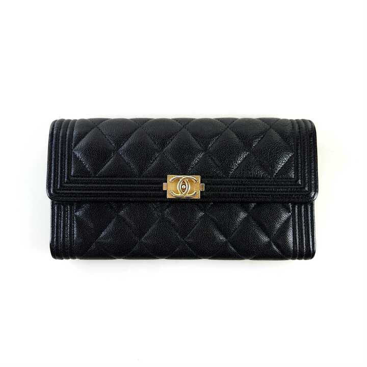 Boy Caviar Flap Long Wallet A80286