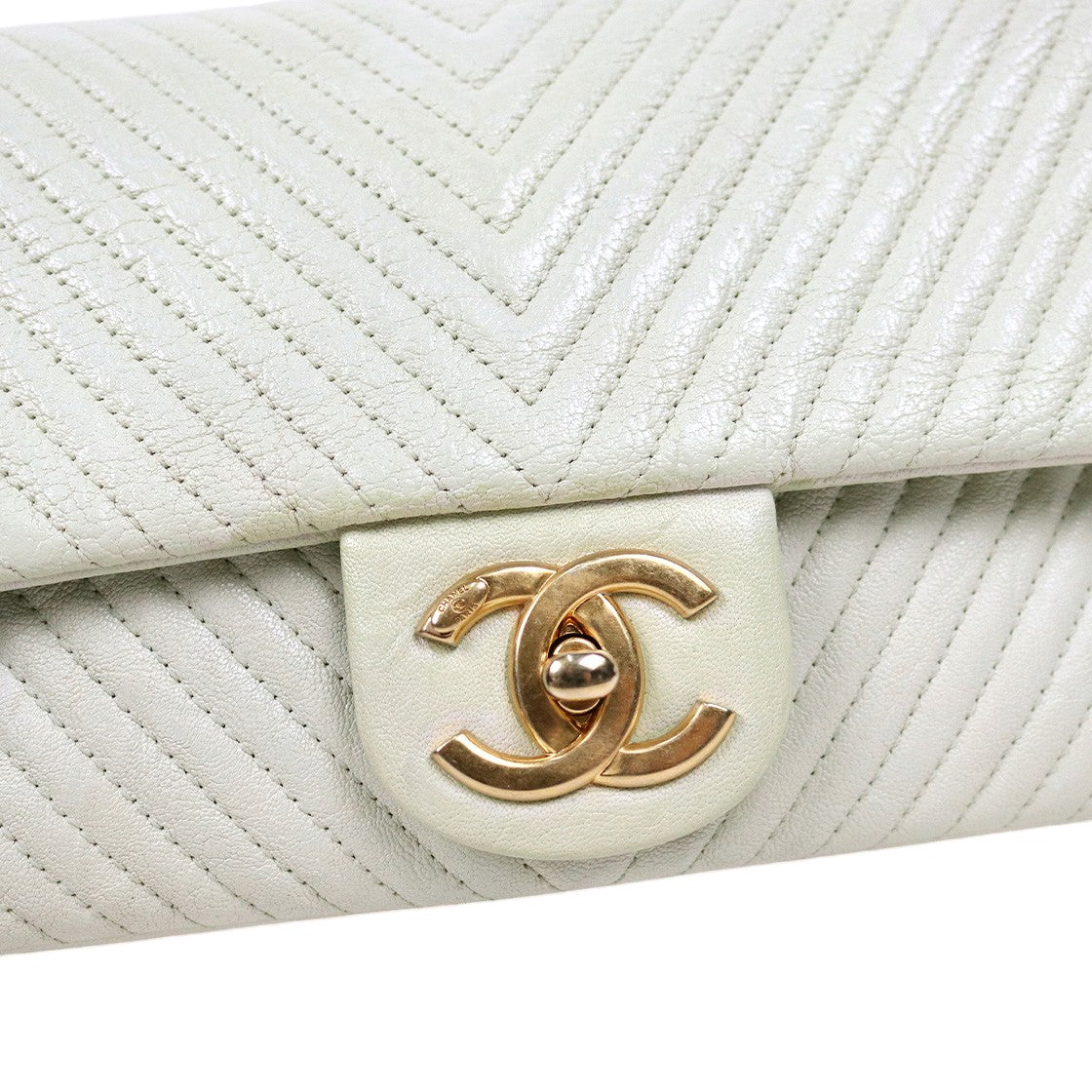 Chanel Mint Chevron Flap Chain Shoulder Bag