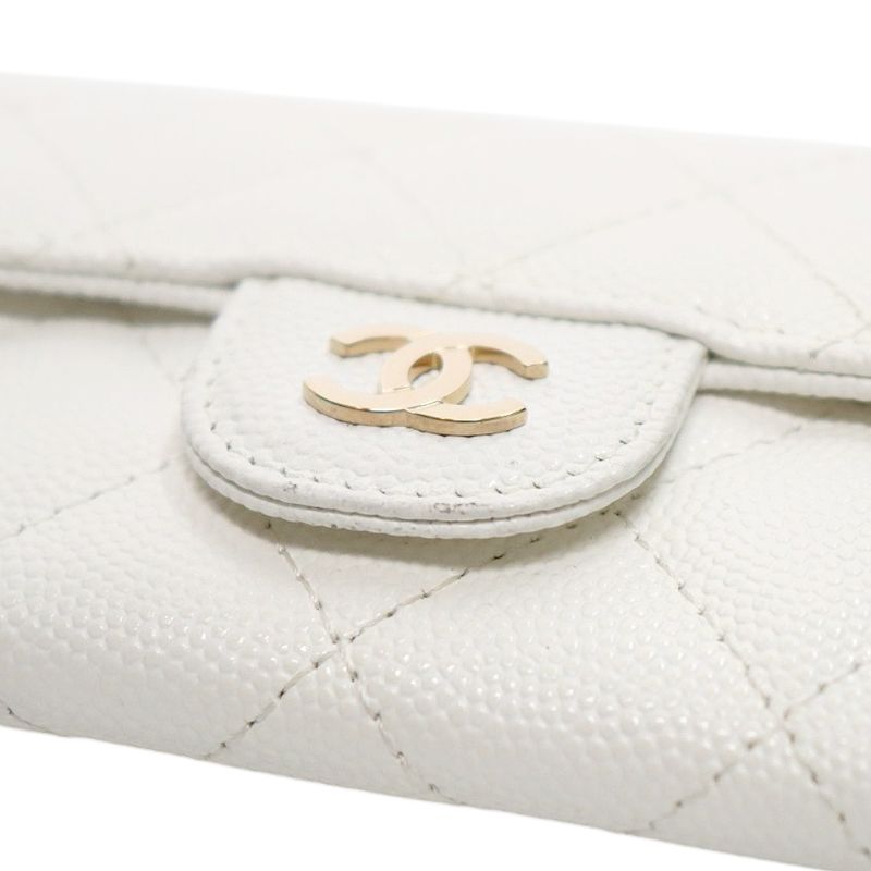 Chanel White Caviar Classic Card Wallet