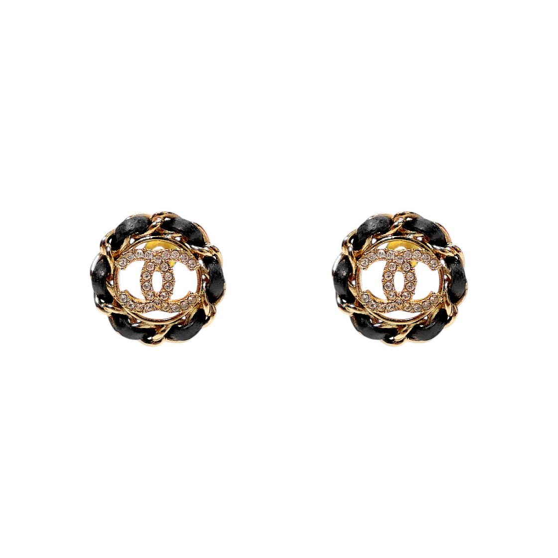 Chanel Black CC Cubic Earrings