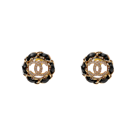 Chanel Black CC Cubic Earrings