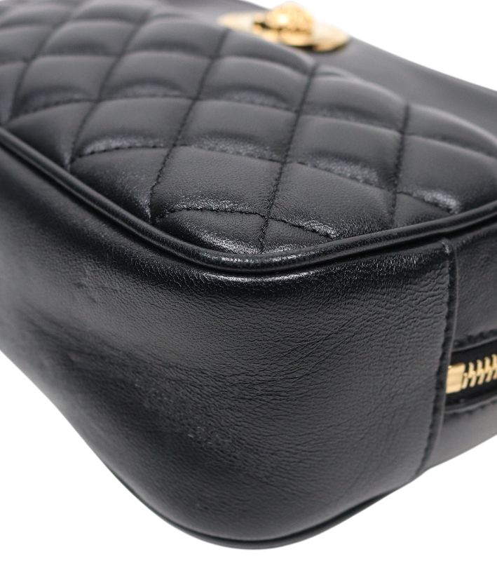 Versace Black Quilted Medusa Shoulder Bag